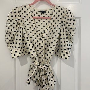 Target x Who What Wear “Bishop” puff sleeve polka dot blouse, Small-NEW W/O TAGS